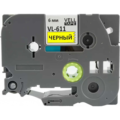 Лента Vell VL-611, Brother TZE-611, 6 мм