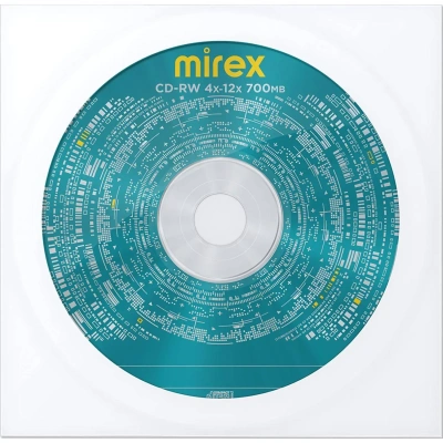Диск CD-RW MIREX, 700 Мб, 4-12x, бумажный конверт, 1 штука, UL121002A8C
