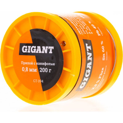 Припой Sn60 Pb40, трубка 0.8 мм, 200 г Gigant