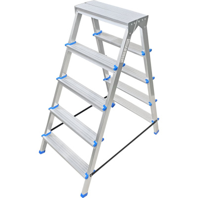 Алюминиевая двухсторонняя стремянка LadderBel 5 ступеней STR2-AL-5 – практичное приспособление для ремонтных и