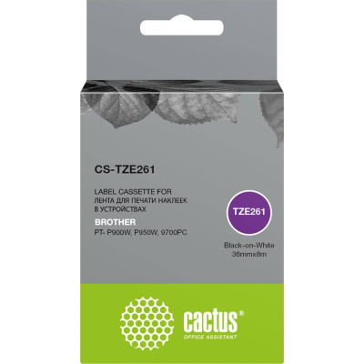 Ленточный картридж CACTUS CS-TZE261 черный для Brother PT- P900W, P950W