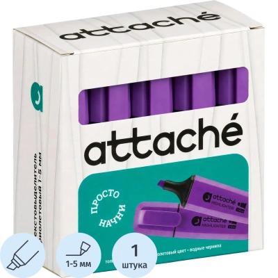 Маркер текстовыделитель Attache Palette 1-5мм фиолетовый HL6010