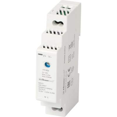 Блок питания ELCOMTECH A HDR-15-12 AC/DC на DIN рейку 15W 12V 1.25A 1х модуль