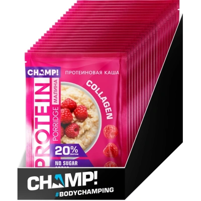 Каша протеиновая CHAMP! овсяная со льном малина пакет 40г x10шт/уп