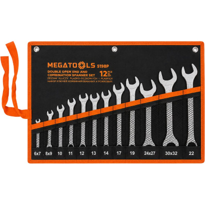 Набор ключей комбинированных и рожковых MEGATOOLS 12 предметов