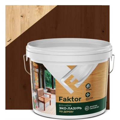Эко-лазурь ЯРОСЛАВСКИЕ КРАСКИ FAKTOR для древесины махагон, ведро 9 к О06860