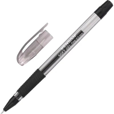 Ручка гелевая неавтомат. PENSAN SOFT GEL FINE 0,5чер,манж2400/12-2420