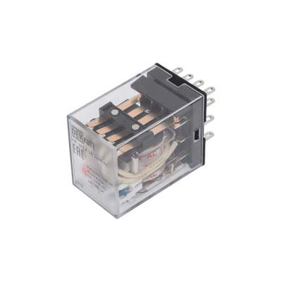Промежуточное реле Dekraft ПР-102, 4 конт., LED, 3 А, 110 В, тип AC