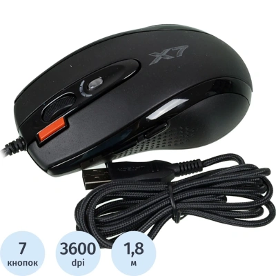 Мышь компьютерная A4Tech XL-750BK черный лазерная (3600dpi) USB2.0 (6кн)