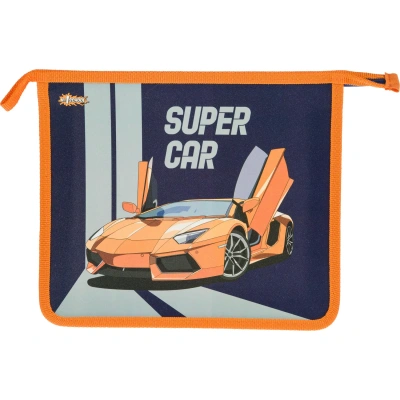 Папка для тетрадей Super car,А5,молния, пластик, ПТ-713