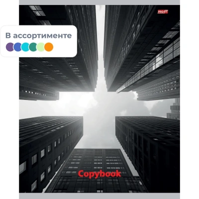 Тетрадь клетка 48Л. А5 МЕГАПОЛИС В ЧЁРНО-БЕЛОМ, цвет.мелов.обл,асс,48-5748