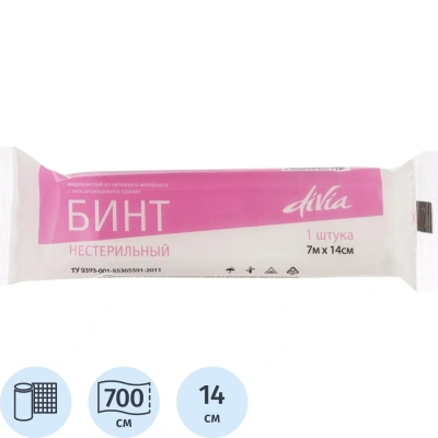 Бинт нестер. 7мх14см, пл.30г неткан. мат-ла, WS/DIVA, инд.уп ШК32979/37714