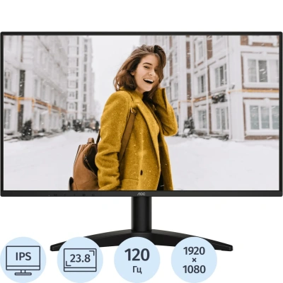 Монитор 23.8 AOC 24B36H Black (IPS, FHD, 120Hz, HDMI 1.4 (AC ext))