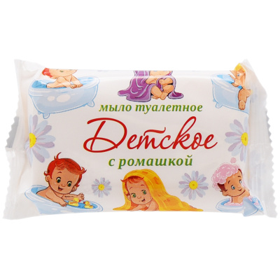 Мыло туалетное КМЗ "Стандарт. Детское с ромашкой", флоу-пак, 90г