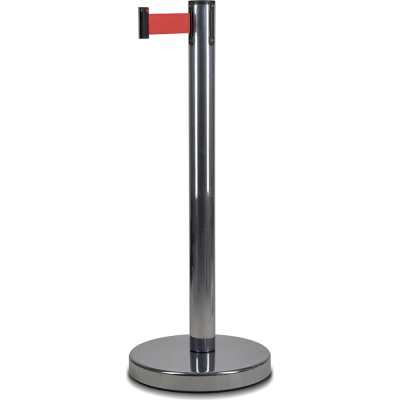 Стойка ограждения Rusbarrier с лентой 3 м BSLN-326333 CHROME red