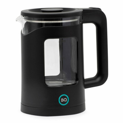 Чайник BQ (БИ-КЬЮ) KT2000G, 1,5 л, 1500 Вт, закрытый нагревательный элемент, стекло, черный, 86196739