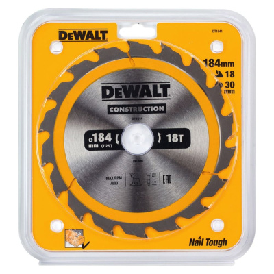 Пильный диск DEWALT CONSTRUCTION DT1941, 184/30 мм, 18Z