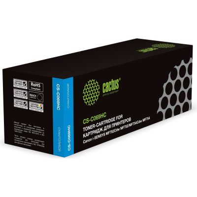 Лазерный картридж CACTUS CS-C069HC 069H голубой 5500 страниц для Canon i-Sensys MF752Cdw