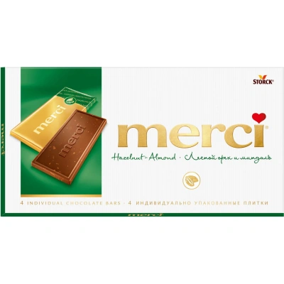 Шоколад Merci Лесной орех и миндаль, 100г