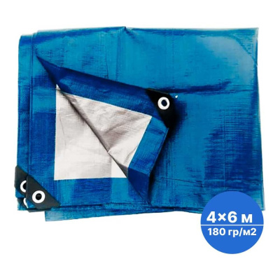 Тент тарпаулин без утеплителя Sebmet 4x6 м (180 г/м.кв), (24 м²)