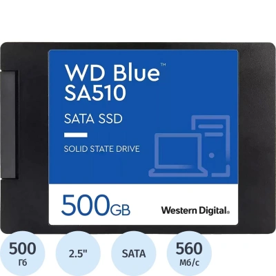 SSD накопитель WD BLUE SA510 2,5 500Gb (WDS500G3B0A)