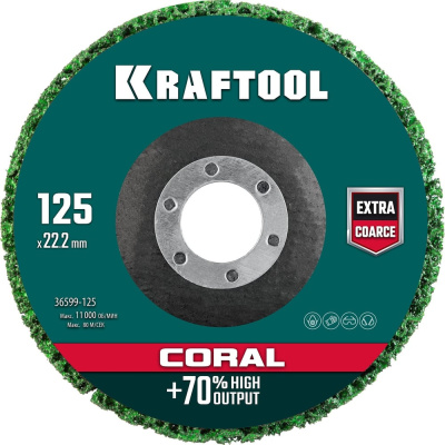Полимерно-шлифовальный синтетический абразивный круг KRAFTOOL Coral 125x22.2 мм