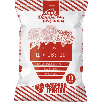 Дачные рецепты - Почвогрунт "Для цветов", 10 л Фабрика Торфа ДРЦв-10 Универсальный питательный грунт от Фабрики Торфа