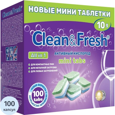 Таблетки для ПММ Clean&Fresh Allin1 mini tabs 100шт/уп