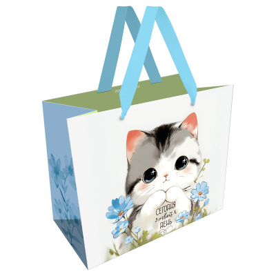 Пакет подарочный 32*26*12см MESHU "Cute kitten", матовая ламинация