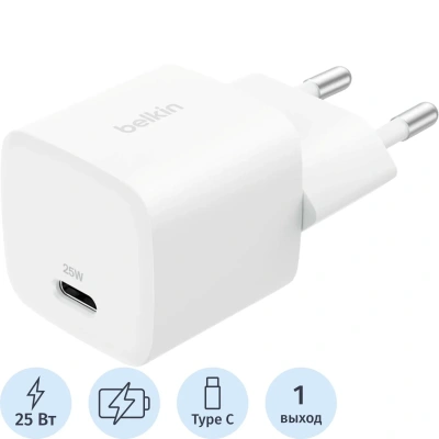 Зарядное устройство сет. Belkin (WCA012kqWH)BoostCh.25W USB-C+PPS белый