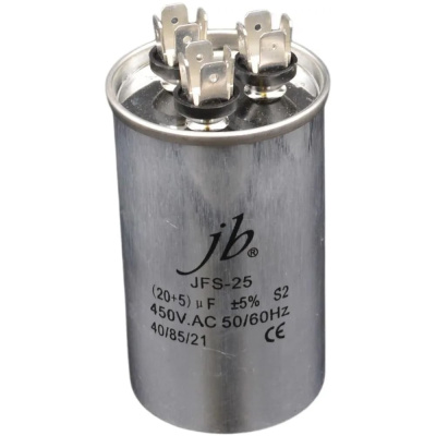 Пусковой конденсатор JB 20uF+5 450VAC +/-5_(JFS25A6520J000000B) JFS-25 (клеммы, для кондиционеров, 3 вывода) 50 85