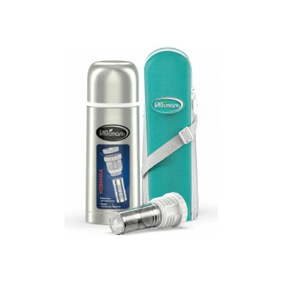 Термос Biostal 0.35 л, с ситечком и чехлом, стальной NB-350BZ