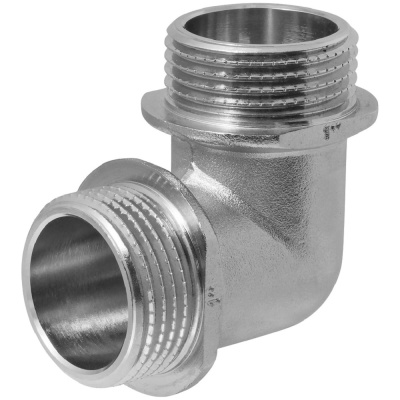 Уголок латунный никелированный 1" н/н с ограничителем MPF
