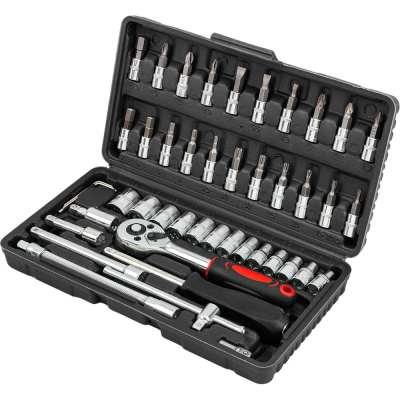 Набор торцевых 6-гранных головок 1/4", 46 предметов в кейсе от WMC TOOLS — ваш помощник для слесарных и монтажных работ