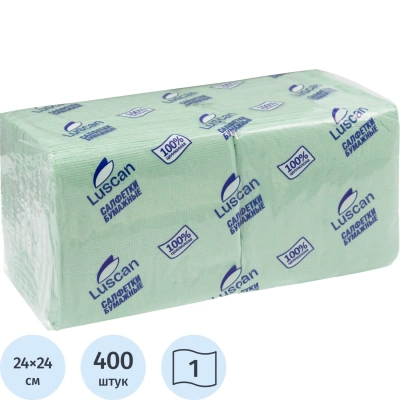 Салфетки бумажные Luscan Profi Pack 1сл24х24пастель салатовые 400 шт/уп