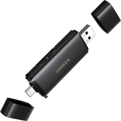 Картридер UGREEN CM803 (65024)на два слота 2-in-1 USB-C - USB-A SD черный