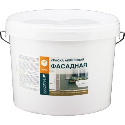 Акриловая фасадная краска APIS белая, ведро 15 кг