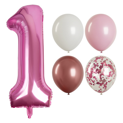 Воздушные шары, 41шт., М12/30см, MESHU, "Number 1 Rose", пастель