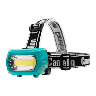 Фонарь налобный аккум Camelion LED53411 3,7В, зелен, COB, 3 Вт, 3 реж, 3 x AAA, Type-C, блист