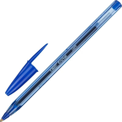 Ручка шариковая масляная BIC "Cristal Soft", СИНЯЯ, корпус тонированный, узел 1,2 мм, линия 0,35 мм, 951434