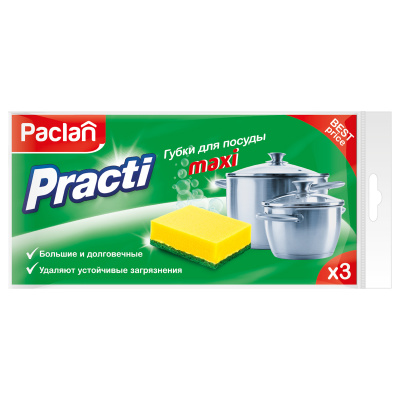 Губки для мытья посуды 3шт/уп. PACLAN