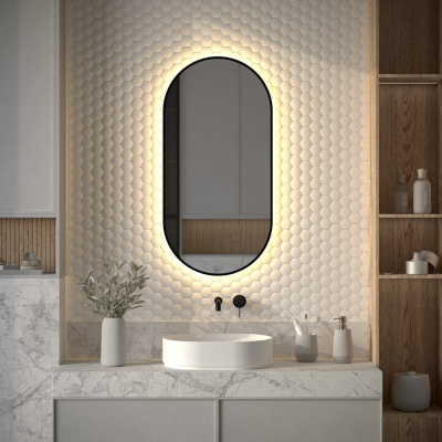 Зеркало с окантовкой и LED-подсветкой DEFESTO 26W (50x100 cm) (Без выключателя) (Теплый белый свет) AURA DF 2934