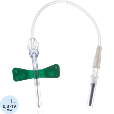 Игла-бабочка 21G 10см зел. с луер-адапт. VACUETTE Safety 450083V1 90шт/уп