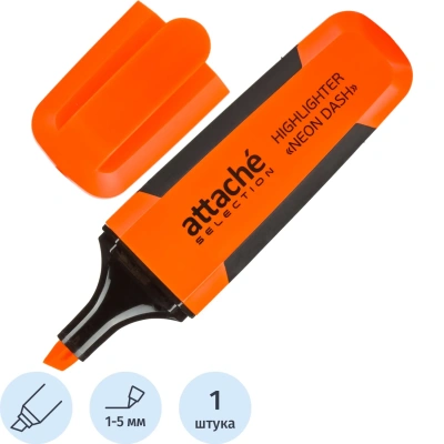 Маркер текстовыделитель Attache Selection Neon Dash 1-5мм оранжевый HL7010