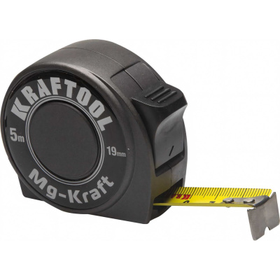 Рулетка Kraftool PRO MG-Kraft, особопрочный корпус, Mg сплав, нейлон, суперкомпактный размер, 5м 19м