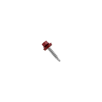 Саморез кровельный BISKREP 4.8x76 RAL 3005 винно-красный, 30 шт, пл.конт 280 мл 1-20680