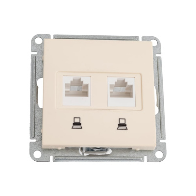 Механизм двойной компьютерной розетки Systeme Electric W59 rj45, категория 5e, слоновая кость
