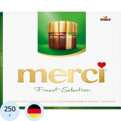 Конфеты Merci ассорти c миндалем, 250г
