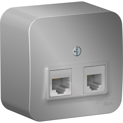 Двойная розетка: компьютерная rj45, кат.5e + телефонная rj11 Systeme Electric Blanca о/у, изол.пл., алюминий