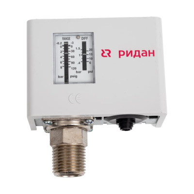 Реле давления kpi35r, диапазон -0,2..8 бар, дифф. 0,4..1,5 бар, присоединение g ½ Ридан